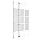 (9) 11'' Width x 17'' Height Clear Acrylic Frame & (6) Aluminum Clear Anodized Adjustable Angle Signature 1/8'' Diameter Cable Systems with (36) Single-Sided Panel Grippers