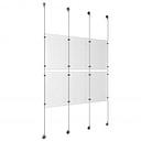 (6) 11'' Width x 17'' Height Clear Acrylic Frame & (4) Aluminum Clear Anodized Adjustable Angle Signature 1/8'' Diameter Cable Systems with (8) Single-Sided Panel Grippers (8) Double-Sided Panel Grippers