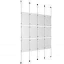 (12) 11'' Width x 17'' Height Clear Acrylic Frame & (5) Aluminum Clear Anodized Adjustable Angle Signature 1/8'' Diameter Cable Systems with (12) Single-Sided Panel Grippers (18) Double-Sided Panel Grippers