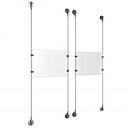 (2) 11'' Width x 8-1/2'' Height Clear Acrylic Frame & (4) Aluminum Clear Anodized Adjustable Angle Signature 1/8'' Diameter Cable Systems with (8) Single-Sided Panel Grippers