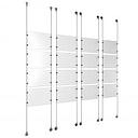 (16) 11'' Width x 8-1/2'' Height Clear Acrylic Frame & (8) Aluminum Clear Anodized Adjustable Angle Signature 1/8'' Diameter Cable Systems with (64) Single-Sided Panel Grippers