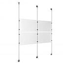 (4) 17'' Width x 11'' Height Clear Acrylic Frame & (3) Aluminum Clear Anodized Adjustable Angle Signature 1/8'' Diameter Cable Systems with (8) Single-Sided Panel Grippers (4) Double-Sided Panel Grippers