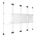 (4) 11'' Width x 17'' Height Clear Acrylic Frame & (8) Aluminum Matte Black Adjustable Angle Signature 1/8'' Diameter Cable Systems with (16) Single-Sided Panel Grippers