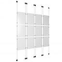 (12) 11'' Width x 17'' Height Clear Acrylic Frame & (8) Aluminum Matte Black Adjustable Angle Signature 1/8'' Diameter Cable Systems with (48) Single-Sided Panel Grippers