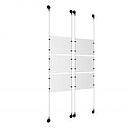 (6) 11'' Width x 8-1/2'' Height Clear Acrylic Frame & (4) Aluminum Matte Black Adjustable Angle Signature 1/8'' Diameter Cable Systems with (24) Single-Sided Panel Grippers