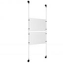 (2) 17'' Width x 11'' Height Clear Acrylic Frame & (2) Aluminum Matte Black Adjustable Angle Signature 1/8'' Diameter Cable Systems with (8) Single-Sided Panel Grippers