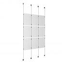 (9) 11'' Width x 17'' Height Clear Acrylic Frame & (4) Stainless Steel Satin Brushed Adjustable Angle Signature 1/8'' Cable Systems with (12) Single-Sided Panel Grippers (12) Double-Sided Panel Grippers