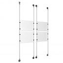 (4) 11'' Width x 8-1/2'' Height Clear Acrylic Frame & (4) Stainless Steel Satin Brushed Adjustable Angle Signature 1/8'' Cable Systems with (16) Single-Sided Panel Grippers