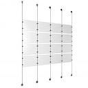 (16) 11'' Width x 8-1/2'' Height Clear Acrylic Frame & (5) Stainless Steel Satin Brushed Adjustable Angle Signature 1/8'' Cable Systems with (16) Single-Sided Panel Grippers (24) Double-Sided Panel Grippers