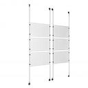 (6) 17'' Width x 11'' Height Clear Acrylic Frame & (4) Stainless Steel Satin Brushed Adjustable Angle Signature 1/8'' Cable Systems with (24) Single-Sided Panel Grippers