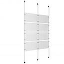 (8) 17'' Width x 11'' Height Clear Acrylic Frame & (3) Stainless Steel Satin Brushed Adjustable Angle Signature 1/8'' Cable Systems with (16) Single-Sided Panel Grippers (8) Double-Sided Panel Grippers