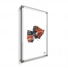 (2) 13-1/2'' x 19-1/2'' Clear Acrylics , Pre-Drilled With Polished Edges (Thick 3/16'' each), Wall Frame with (4) 5/8'' x 3/4'' Polished Stainless Steel Standoffs includes Screws and Anchors