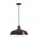 17'' Diameter Architectural Bronze Cord Hung Barn Shade with Canopy