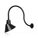 (1) 10'' Diameter Satin Black Angle Shade with (1) 24'' Long x 17'' High Satin Black Gooseneck Arm