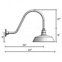 (1) 14'' Diameter White Warehouse / Barn Shade with (1) 24'' Long x 17'' High White Gooseneck Arm