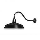 (1) 17'' Diameter Satin Black Warehouse / Barn Shade with (1) 22'' Long x 7-1/2'' High Satin Black Gooseneck Arm