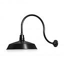 (1) 17'' Diameter Satin Black Warehouse / Barn Shade with (1) 24'' Long x 17'' High Satin Black Gooseneck Arm