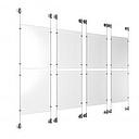 (8) 11'' Width x 17'' Height Clear Acrylic Frame & (8) Aluminum Clear Anodized Adjustable Angle Cable Systems with (32) Single-Sided Panel Grippers