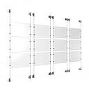 (12) 11'' Width x 8-1/2'' Height Clear Acrylic Frame & (8) Aluminum Clear Anodized Adjustable Angle Cable Systems with (48) Single-Sided Panel Grippers