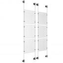 (6) 8-1/2'' Width x 11'' Height Clear Acrylic Frame & (4) Aluminum Clear Anodized Adjustable Angle Cable Systems with (24) Single-Sided Panel Grippers