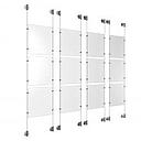 (12) 8-1/2'' Width x 11'' Height Clear Acrylic Frame & (8) Aluminum Clear Anodized Adjustable Angle Cable Systems with (48) Single-Sided Panel Grippers