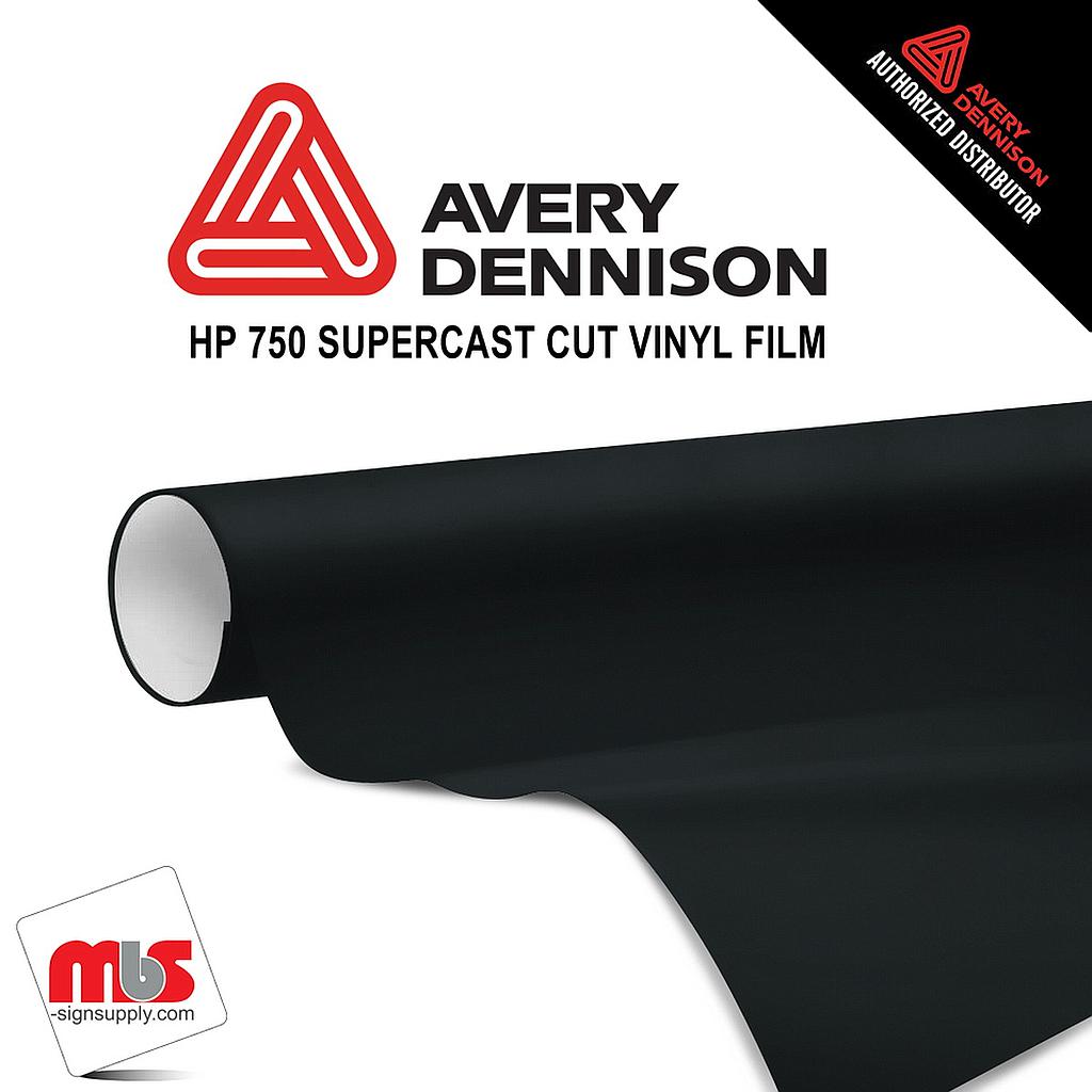 30'' x 10 yards Avery HP750 Matte Black 6 year Long Term Punched 3.0 Mil Calendered Cut Vinyl (Color Code 180)