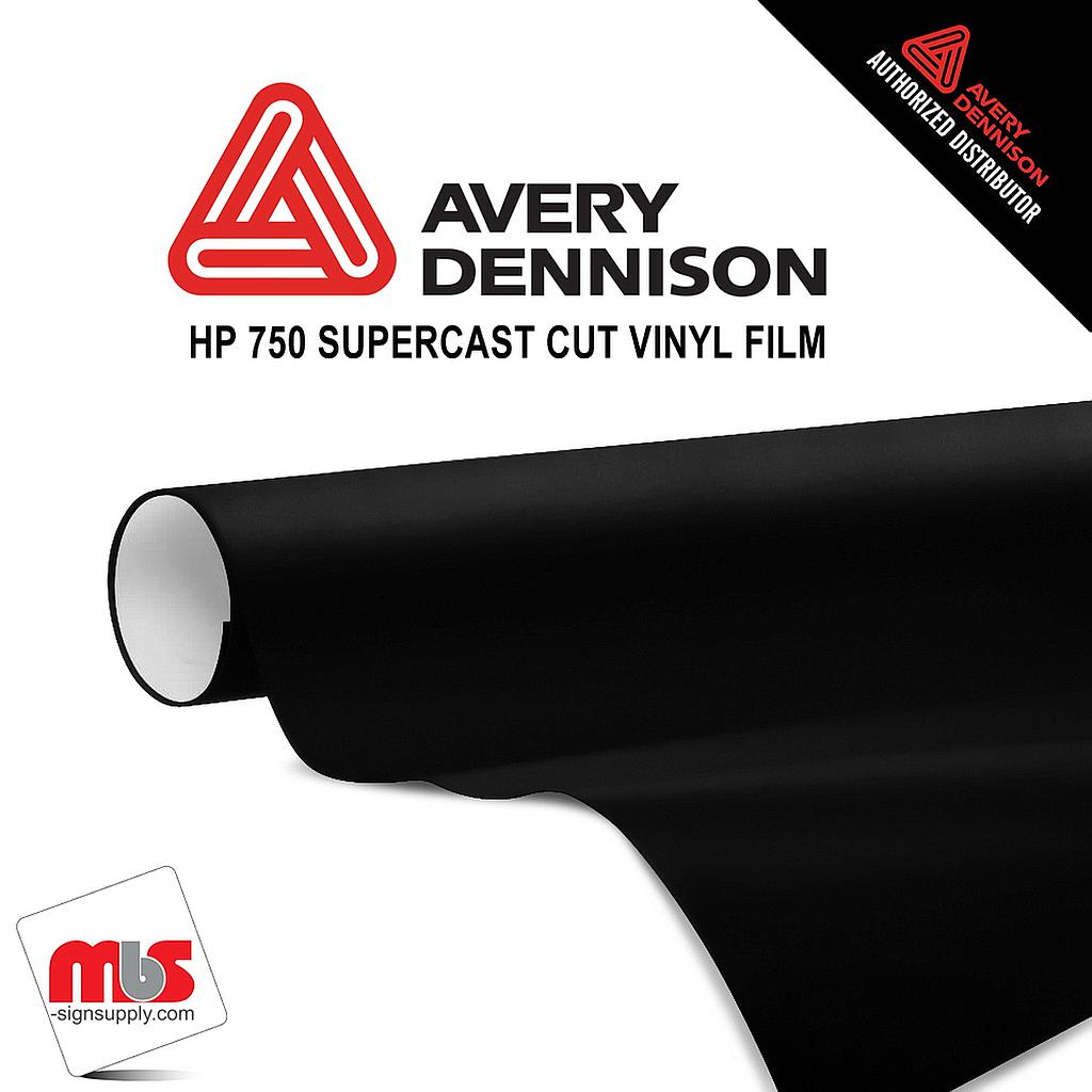 48'' x 50 yards Avery HP750 High Gloss Black 6 year Long Term Unpunched 3.0 Mil Calendered Cut Vinyl (Color Code 190)