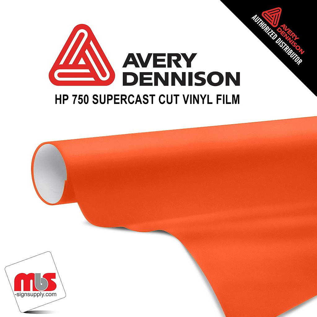 48'' x 50 yards Avery HP750 High Gloss Bright Orange 6 year Long Term Unpunched 3.0 Mil Calendered Cut Vinyl (Color Code 380)