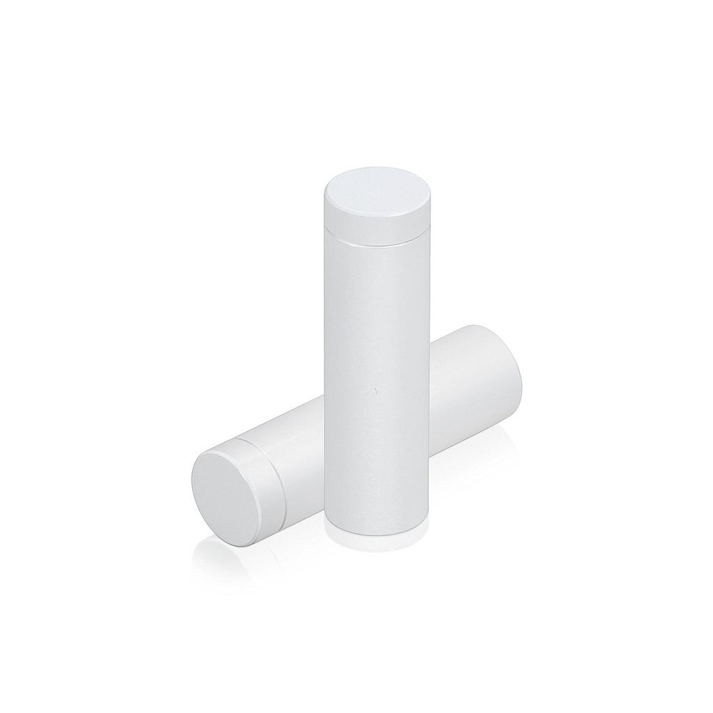 (Set of 4) 1/2'' Diameter X 1-1/2'' Barrel Length, Affordable Aluminum Standoffs, White Coated Finish Standoff and (4) 2208Z Screw and (4) LANC1 Anchor for concrete/drywall (For Inside/Outside) [Required Material Hole Size: 3/8'']