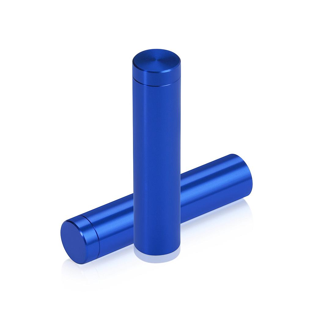 (Set of 4) 1/2'' Diameter X 2'' Barrel Length, Affordable Aluminum Standoffs, Blue Anodized Finish Standoff and (4) 2208Z Screw and (4) LANC1 Anchor for concrete/drywall (For Inside/Outside) [Required Material Hole Size: 3/8'']