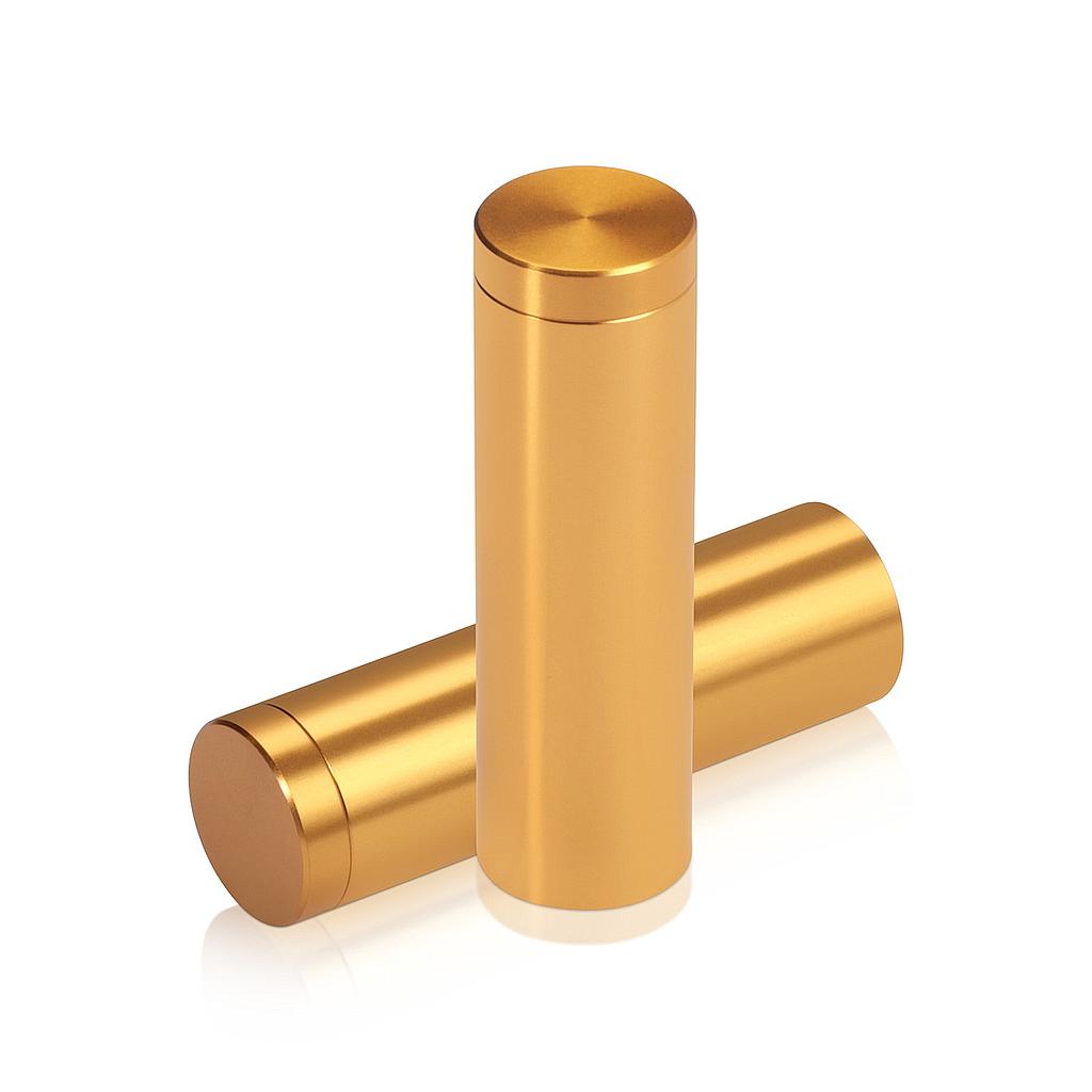 (Set of 4) 5/8'' Diameter X 2'' Barrel Length, Affordable Aluminum Standoffs, Gold Anodized Finish Standoff and (4) 2208Z Screw and (4) LANC1 Anchor for concrete/drywall (For Inside/Outside) [Required Material Hole Size: 7/16'']