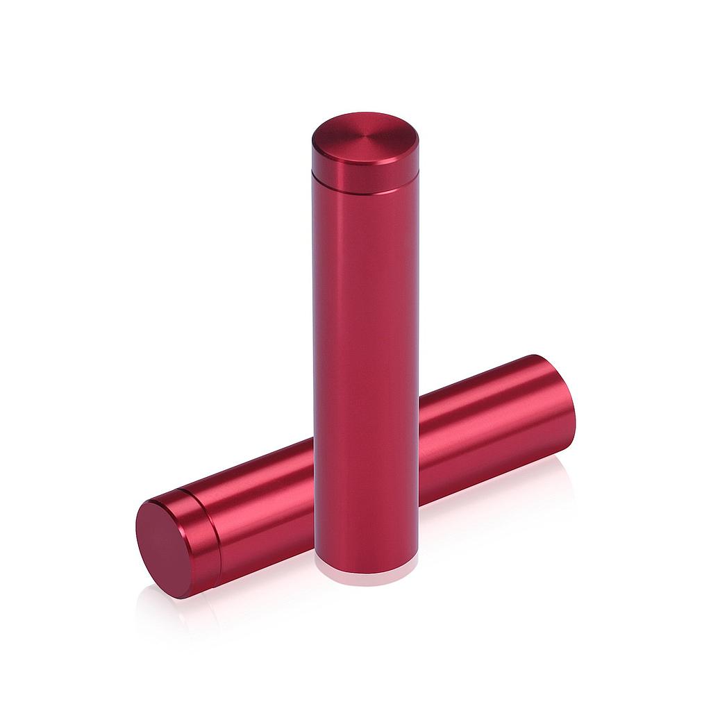 (Set of 4) 1/2'' Diameter X 2'' Barrel Length, Affordable Aluminum Standoffs, Cherry Red Anodized Finish Standoff and (4) 2208Z Screw and (4) LANC1 Anchor for concrete/drywall (For Inside/Outside) [Required Material Hole Size: 3/8'']