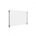 Clear Acrylic Sneeze Guard 30'' Wide x 20'' Tall, with (2) 20'' Tall x 3/8'' Diameter Black Anodized Aluminum Rods on the Side.