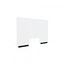 Clear Acrylic Sneeze Guard 30'' Wide x 20'' Tall (10'' x 5'' Cut Out), with (2) 8'' Black Anodized Aluminum Channel Mounts