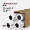 50'' x 100' Roll - 36# Coated Bond - 2'' Core (Pack of 4)