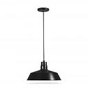 14'' Diameter Satin Black Cord Hung Barn Shade with Canopy