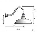 (1) 14'' Diameter White Warehouse / Barn Shade with (1) 14-1/2'' Long x 8'' High White Gooseneck Arm