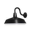 (1) 17'' Diameter Satin Black Warehouse / Barn Shade with (1) 10'' Long x 6'' High Satin Black Gooseneck Arm