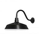 (1) 17'' Diameter Satin Black Warehouse / Barn Shade with (1) 14-1/2'' Long x 8'' High Satin Black Gooseneck Arm