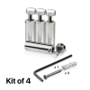 (Set of 4) 1/2'' Diameter X 1-1/2'' Barrel Length, Stainless Steel Polished Finish. Adjustable Edge Grip Standoff with (4) 2208Z Screw and (4) LANC1 Anchor  for concrete/drywall (For Inside Use Only)