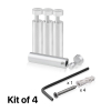 (Set of 4) 1/2'' Diameter X 2'' Barrel Length, Aluminum Clear Anodized Finish. Adjustable Edge Grip Standoff with (4) 2208Z Screw and (4) LANC1 Anchor  for concrete/drywall (For Inside Use Only)