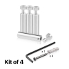 (Set of 4) 1/2'' Diameter X 2'' Barrel Length, Aluminum Clear Shiny Anodized Finish. Adjustable Edge Grip Standoff with (4) 2208Z Screw and (4) LANC1 Anchor  for concrete/drywall (For Inside Use Only)