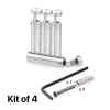 (Set of 4) 1/2'' Diameter X 2'' Barrel Length, Stainless Steel Satin Brushed Finish. Adjustable Edge Grip Standoff with (4) 2208Z Screw and (4) LANC1 Anchor  for concrete/drywall (For Inside Use Only)