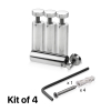 (Set of 4) 5/8'' Diameter X 2'' Barrel Length, Stainless Steel Polished Finish. Adjustable Edge Grip Standoff with (4) 2208Z Screw and (4) LANC1 Anchor  for concrete/drywall (For Inside Use Only)