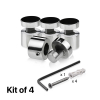 (Set of 4) 3/4'' Diameter X 1/2'' Barrel Length, Stainless Steel Polished Finish. Adjustable Edge Grip Standoff with (4) 2216Z Screws and (4) LANC1 Anchors  for concrete/drywall (For Inside Use Only)