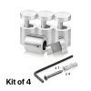 (Set of 4) 3/4'' Diameter X 3/4'' Barrel Length, Stainless Steel Satin Brushed Finish. Adjustable Edge Grip Standoff with (4) 2216Z Screws and (4) LANC1 Anchors  for concrete/drywall (For Inside Use Only)