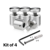 (Set of 4) 7/8'' Diameter X 3/4'' Barrel Length, Stainless Steel Satin Brushed Finish. Adjustable Edge Grip Standoff with (4) 2216Z Screws and (4) LANC1 Anchors  for concrete/drywall (For Inside Use Only)