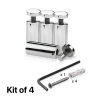 (Set of 4) 7/8'' Diameter X 2'' Barrel Length, Stainless Steel Polished Finish. Adjustable Edge Grip Standoff with (4) 2216Z Screws and (4) LANC1 Anchors  for concrete/drywall (For Inside Use Only)