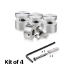 (Set of 4) 1'' Diameter X 1/2'' Barrel Length, Stainless Steel Satin Brushed Finish. Adjustable Edge Grip Standoff with (4) 2216Z Screws and (4) LANC1 Anchors  for concrete/drywall (For Inside Use Only)