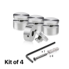 (Set of 4) 1-1/4'' Diameter X 1/2'' Barrel Length, Stainless Steel Satin Brushed Finish. Adjustable Edge Grip Standoff with (4) 2216Z Screws and (4) LANC1 Anchors  for concrete/drywall (For Inside Use Only)